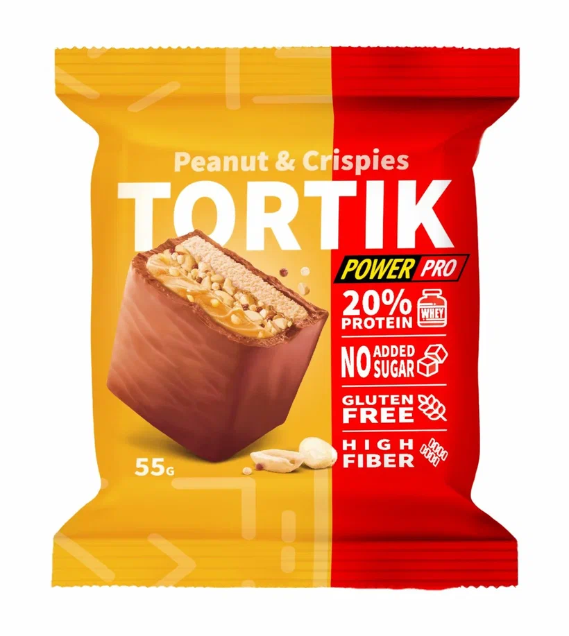 Протеиновое пирожное "TORTIK" с арахисом и криспи, 55 г.