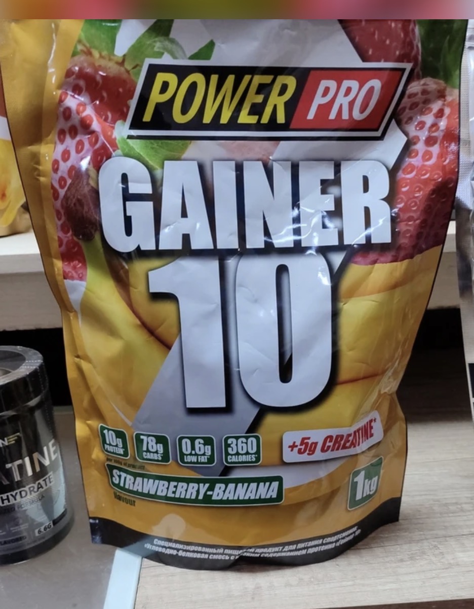 Гейнер клубника-банан с креатином